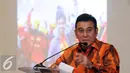 Ketua Pemuda Pancasila, Japto S Soeryosumarno memberikan pandangan pada silaturahmi persatuan purnawirawan TNI-AD serta Ormas di Jakarta, Jumat (13/5/2016). Acara dihadiri sejumlahtokoh dan membahas bahaya laten PKI. (Liputan6.com/Helmi Fithriansyah)