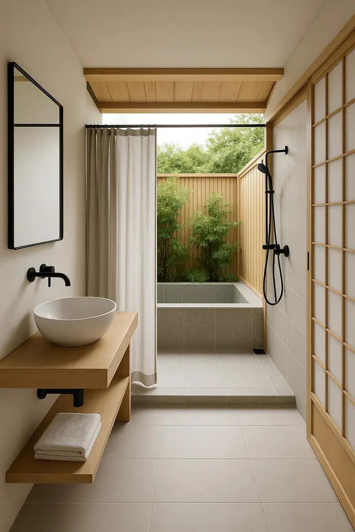 7 Inspirasi Kamar Mandi Semi Outdoor Bergaya Jepang, Estetik dengan Nuansa Alam