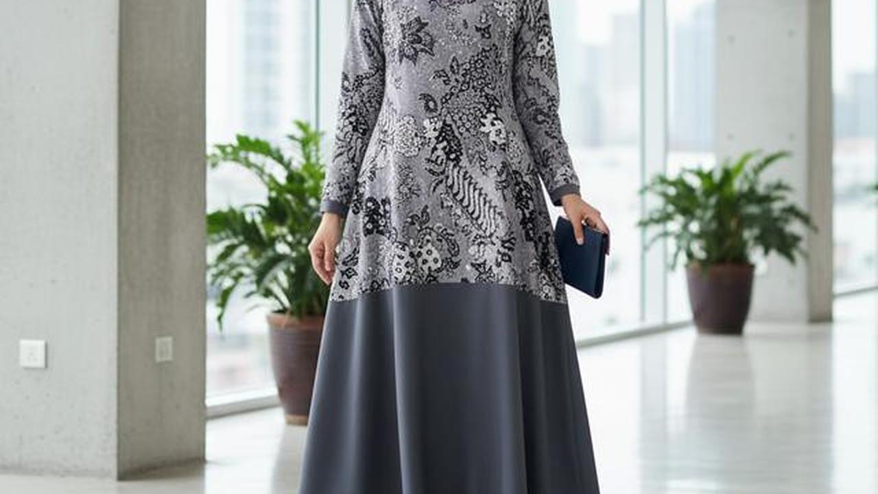 7 Model Gamis Kombinasi Atas Batik Bawah Polos dengan Warna yang Cocok untuk Semua Skin Tone