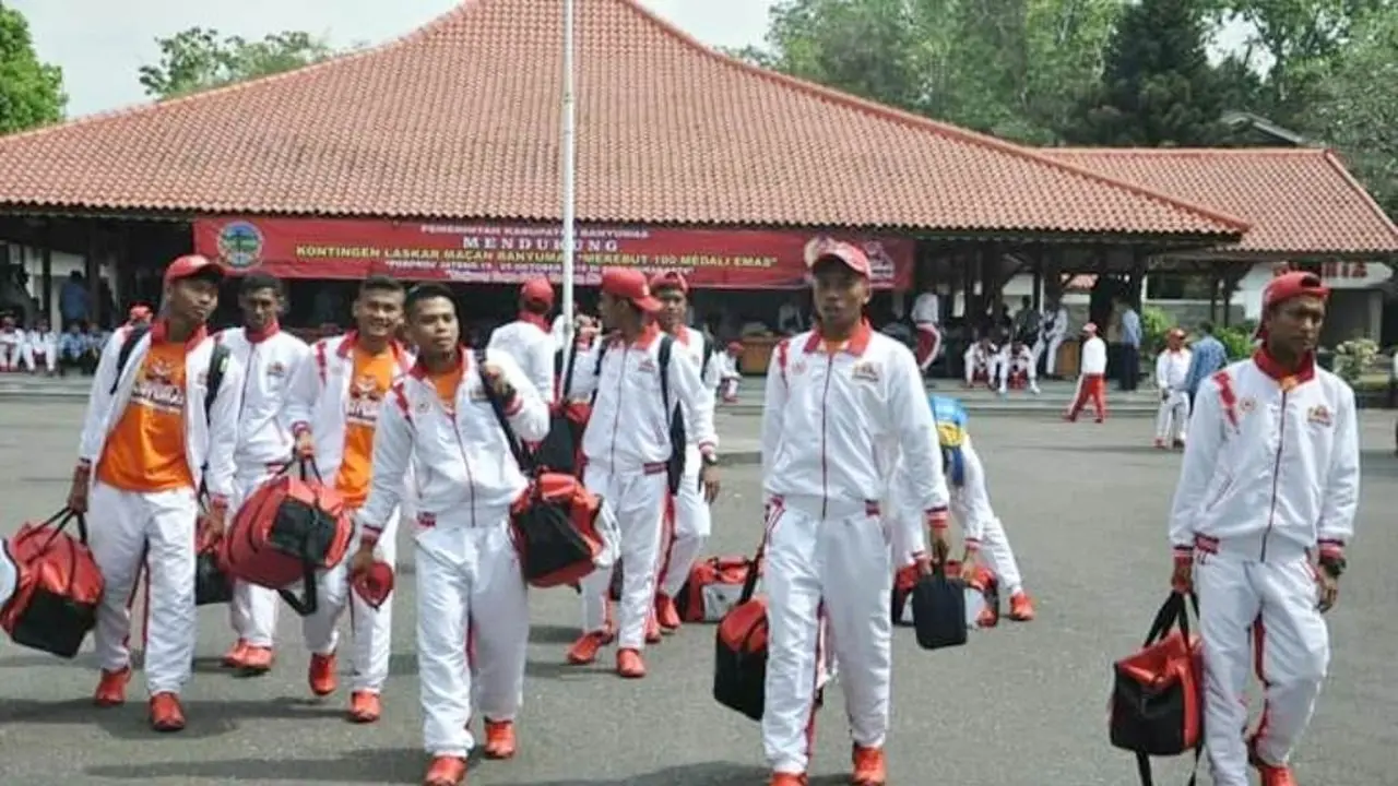 Atlet Banyumas ketika diberangkatkan ke ajang Porprov Jateng 2018 di Pendopo Sipanji, BAnyumas. (Foto: Liputan6.com/Humas Pemkab BMS/Muhamad Ridlo)