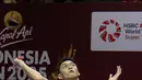 Memasuki gim ketiga, Jonatan Christie gagal memangkas ketertinggalan angka dan menyerah 10-21. (Liputan6.com/Herman Zakharia)