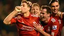 Steven Gerrard merayakan gol ke gawang Everton. 13 Maret 2012. (AFP/PAUL ELLIS)