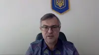 Duta Besar Ukraina untuk Indonesia Vasyl Hamianin dalam pernyataan pers secara virtual, Kamis (18/4/2024). (Liputan6/Benedikta Miranti)