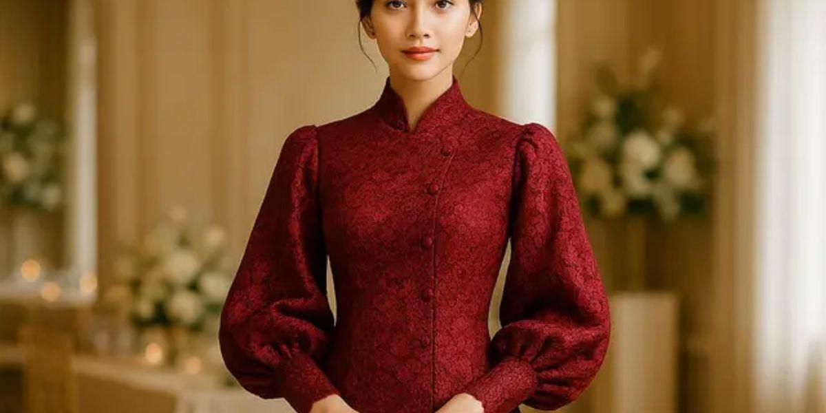 llustrasi Kebaya Brokat Lengan Balon