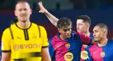 Raphinha, Robert Lewandowski, dan Lamine Yamal terus menunjukkan kekompakan dan ketajaman. Kini mereka menjadi salah satu trio paling tajam di dunia saat ini. (AP Photo/Emilio Morenatti)
