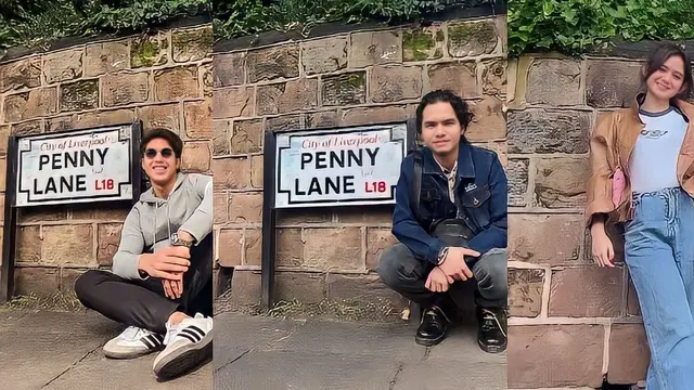 El, Dul, dan Tissa di depan Penny Lane