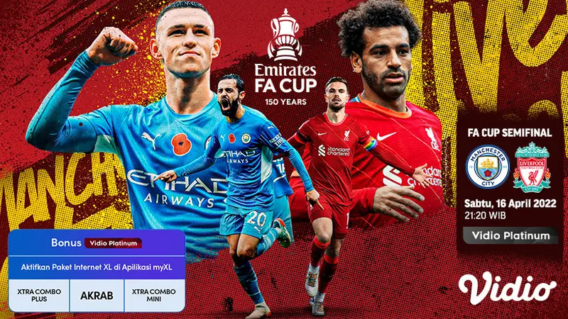 Live Streaming Semifinal FA Cup Manchester City vs Liverpool di