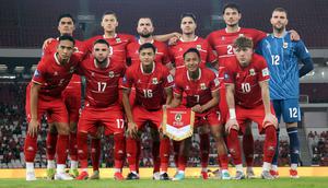 Starting XI Timnas Indonesia saat laga semifinal FIFA Series 2026 melawan St Kitts and Nevis di Stadion Utama Gelora Bung Karno (SUGBK), Senayan, Jakarta, Jumat (27/03/2026). (Bola.com/M Iqbal Ichsan)