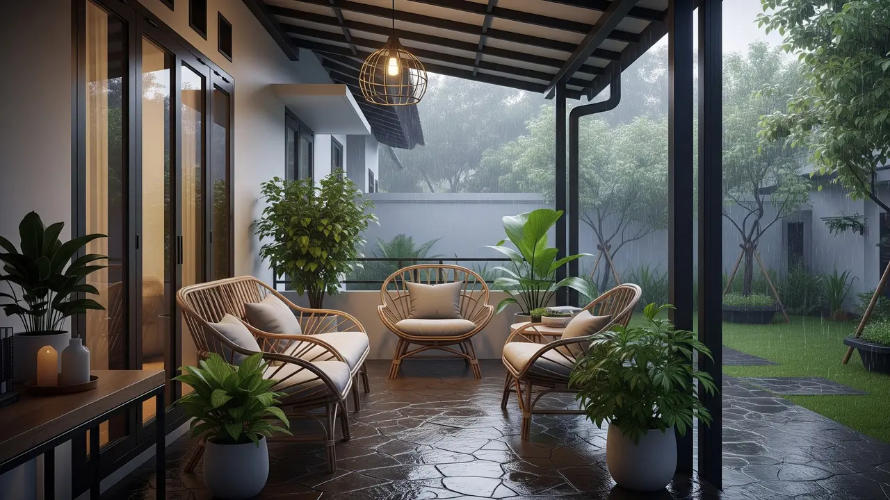 Inspirasi Teras Nyaman untuk Menikmati Hujan di Rumah/Gemini AI