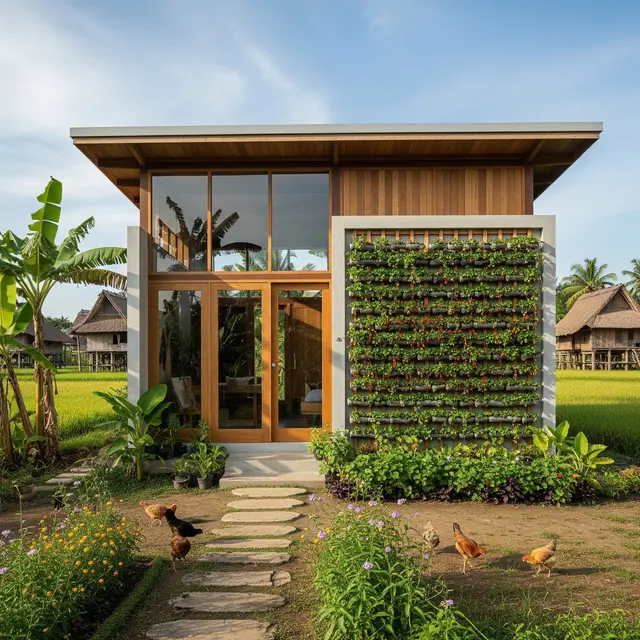 Rumah Minimalis di Desa Ukuran 5x8 dengan Kebun Buah Vertikal
