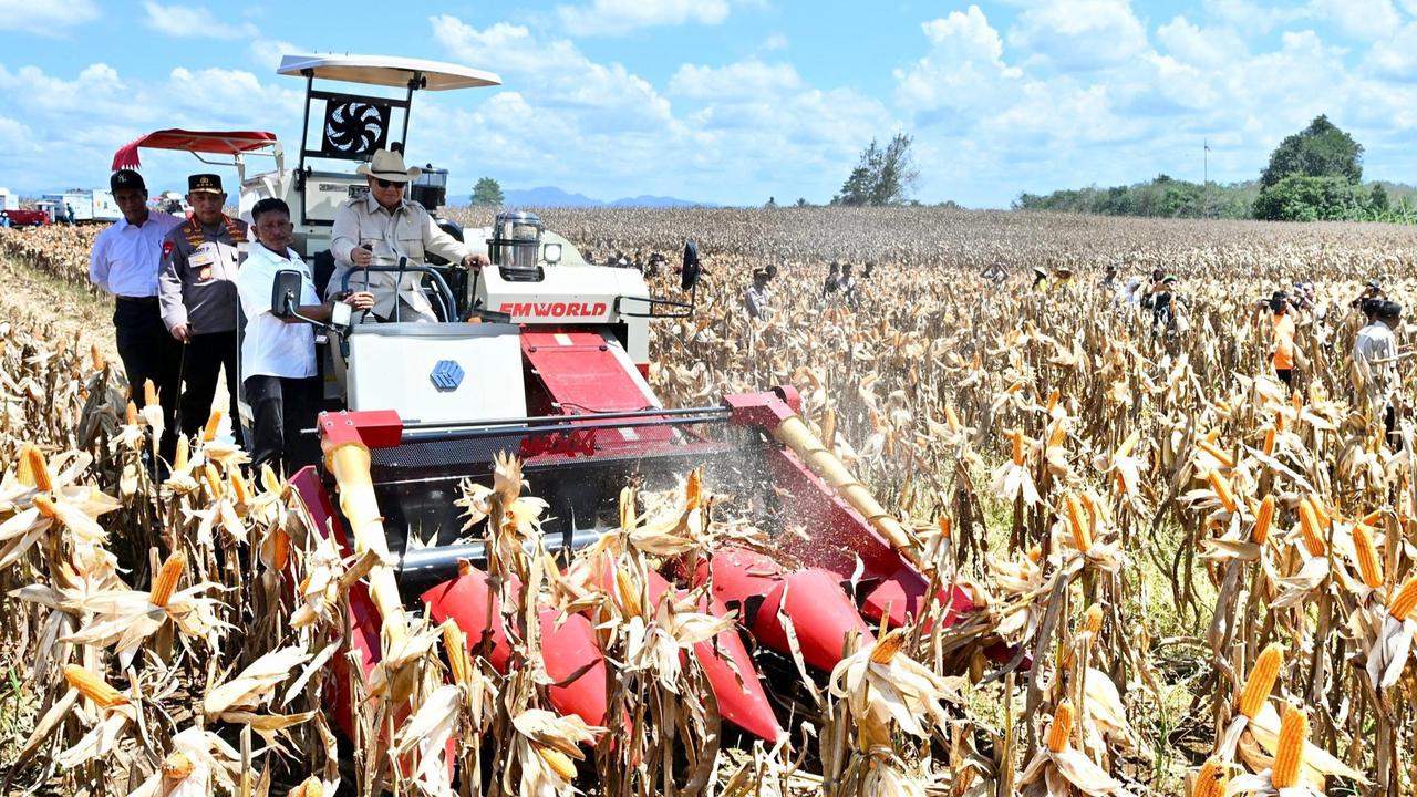 Jenderal Bintang 4 & Menteri Berdiri 'Kawal' Prabowo Naik Traktor di Sawah, Selesai Teddy Merapat