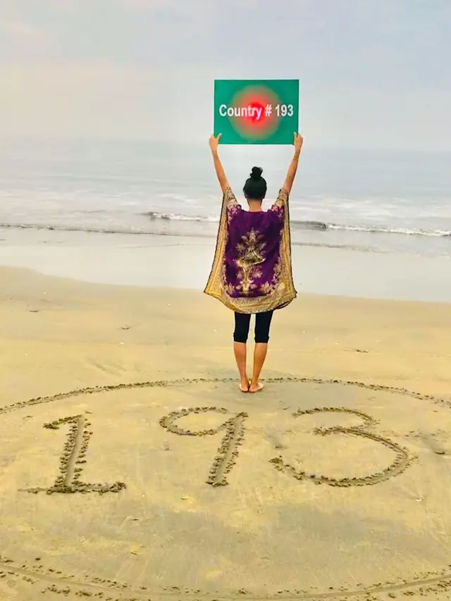 Melissa saat berhasil mengunjungi 193 negara.