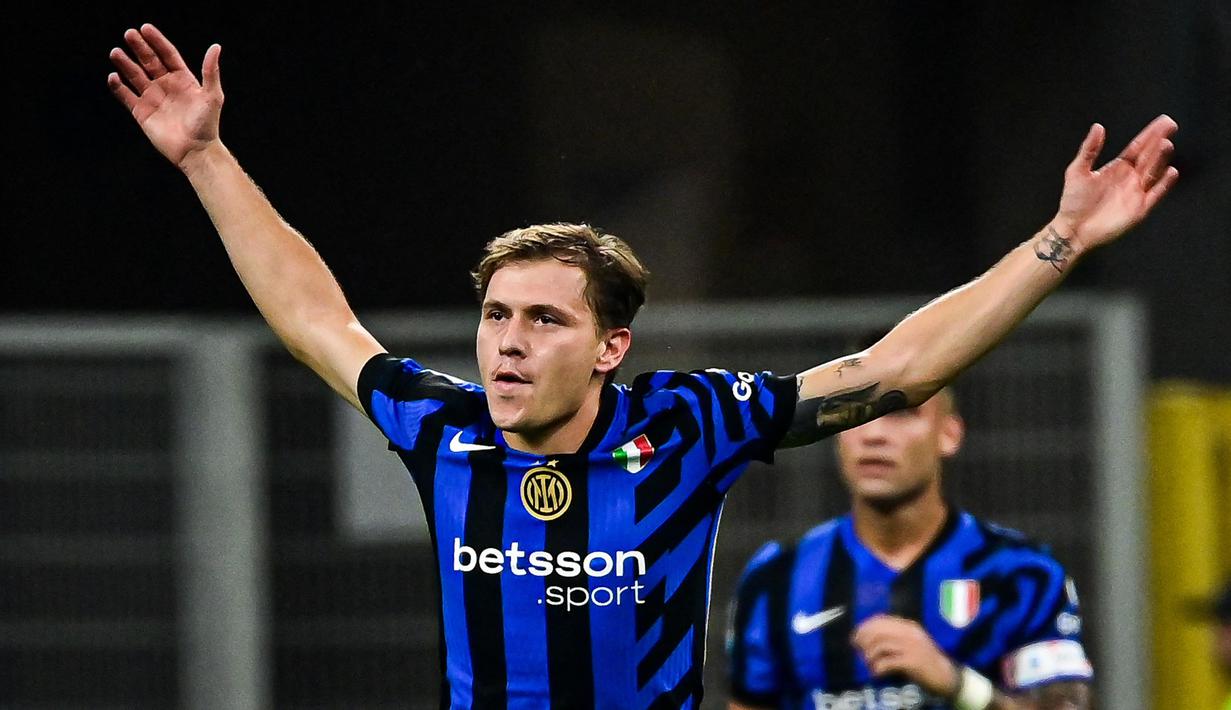 Pada menit ke-10, Inter Milan menambah gol melalui aksi Nicolo Barella. (Piero CRUCIATTI/AFP)