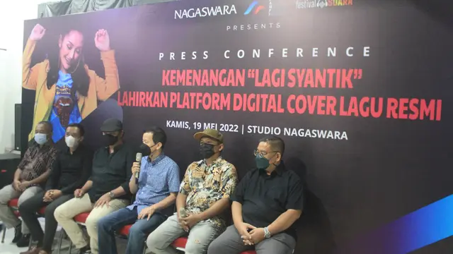 Pihak Nagaswara saat menyampaikan keterangan di Menteng, Jakarta Pusat, Kamis (19/5/2022) terkait gugatan kepada Gen Halilintar. (Foto IST via Nagaswara)