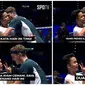 Meme Ginting dan Viktor Axelsen di Babak QF All England 2024. (Sumber: Instagram/spotv.indonesia)