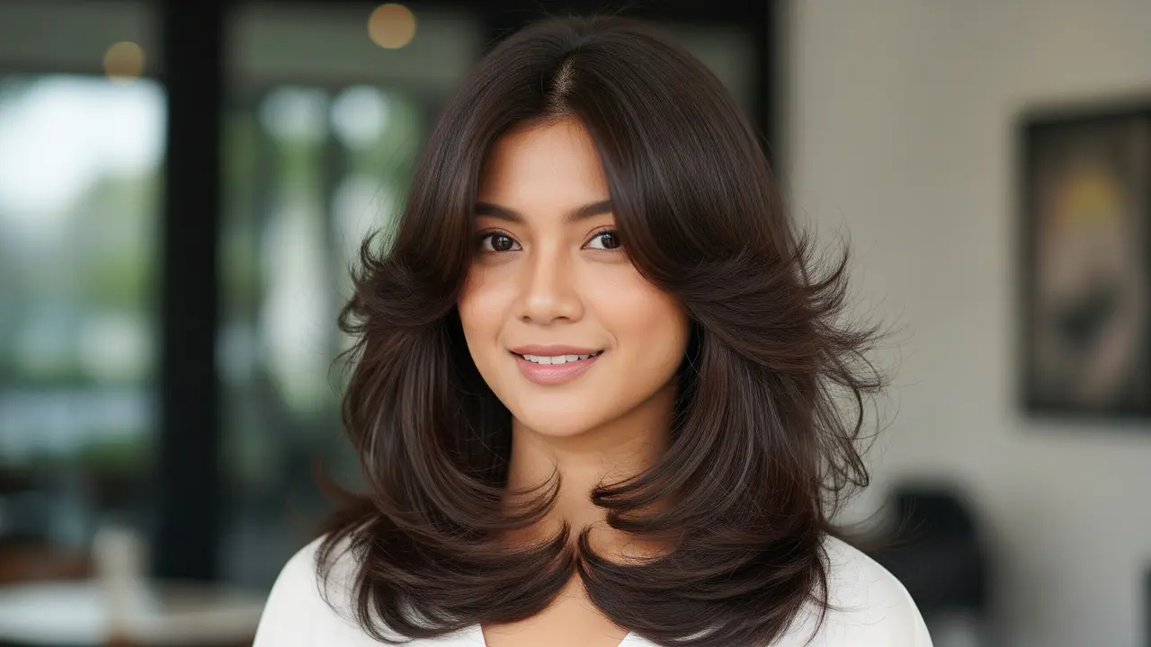 Model Rambut Wanita Panjang Butterfly Cut