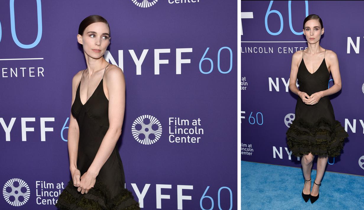 Foto kolase Rooney Mara saat menghadiri pemutaran perdana "Women Talking" selama Festival Film New York ke-60 di Alice Tully Hall di New York pada Senin, 10 Oktober 2022. (Photo by Evan Agostini/Invision/AP)