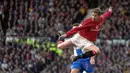 Ole Gunnar Solskjaer. Striker yang terkenal dengan julukan super-sub ini mampu mencetak 19 gol di Liga Champions hanya bersama Manchester United. Ia tampil dalam 77 laga di Liga Champions sejak musim 1996/1997 hingga 2006/2007 dan mampu meraih juara pada musim 1998/1999. (AFP/Paul Barker)