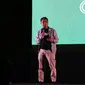 President of Grab Indonesia, Ridzki Kramadibrata, dalam acara Peluncuran Layanan Grab X HOOQ di Empirica, Jakarta, Rabu (13/2/2019).