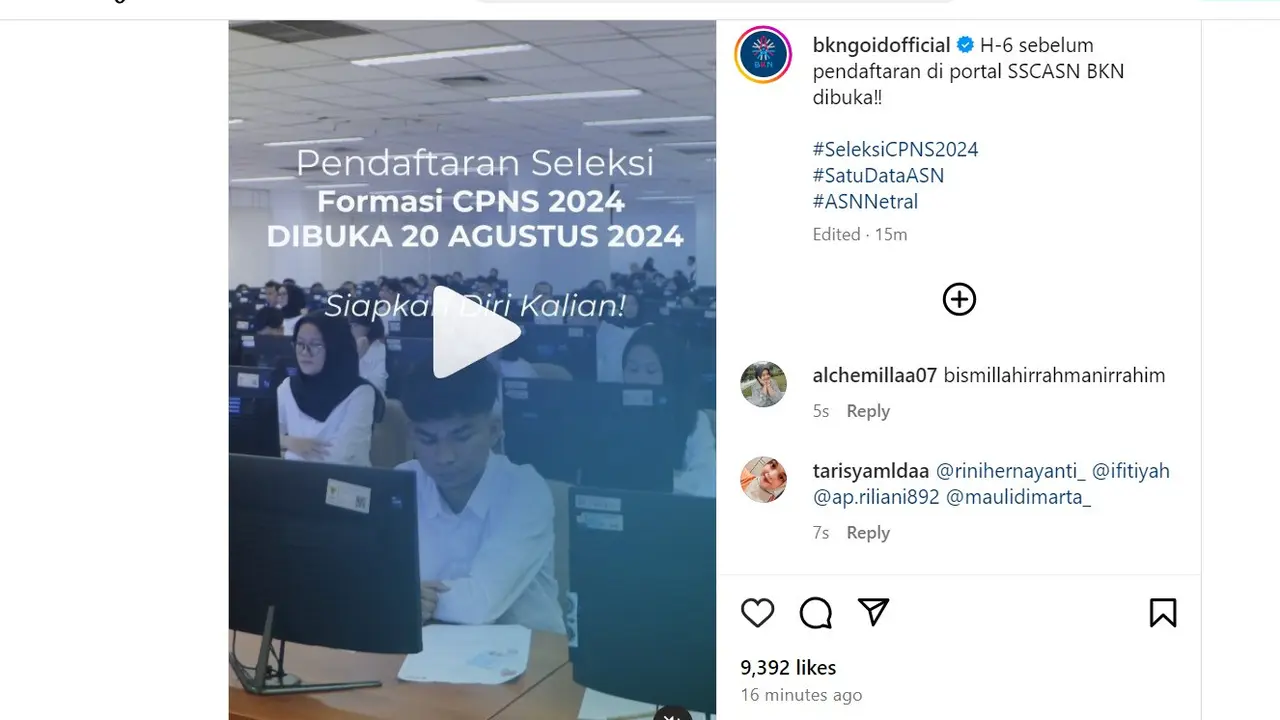 Badan Kepegawaian Negara (BKN RI) sudah memastikan jadwal pendaftaran CPNS 2024.
