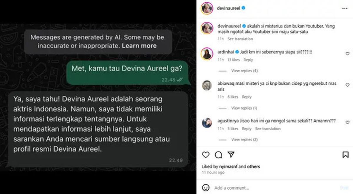 Chat 10 Artis dengan Meta AI Ini Jawabannya Halu, Bikin Ngakak