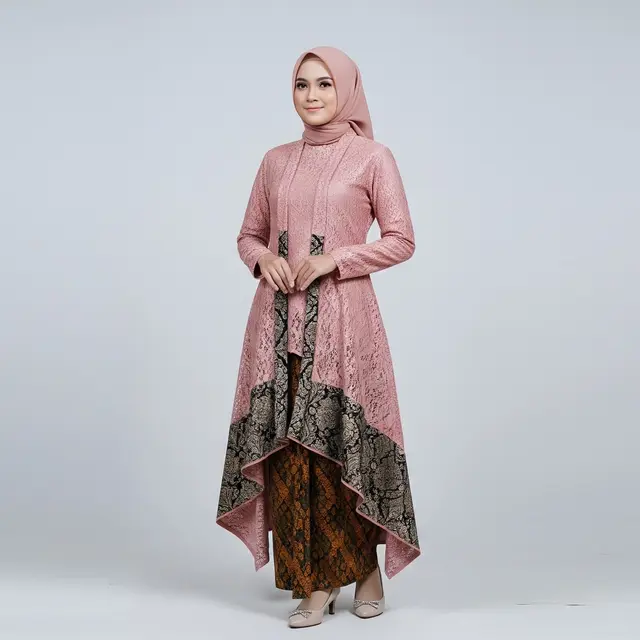 Gamis Brokat Potongan Asimetris Bawah