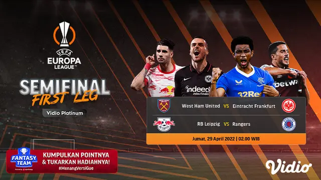 Link Live Streaming Semifinal Liga Europa 2021/2022 di Vidio, Jumat 29 April 2022