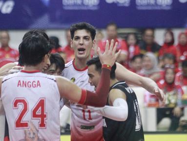 Tim putra Jakarta Bhayangkara Presisi sukses mengalahkan Palembang Bank SumselBabel pada laga penutup hari kedua seri kedua putaran kedua PLN Mobile Proliga 2025 yang berlangsung di GOR Jalak Harupat Bandung, Sabtu (8/2/2025) malam. (Dok. PBVSI)