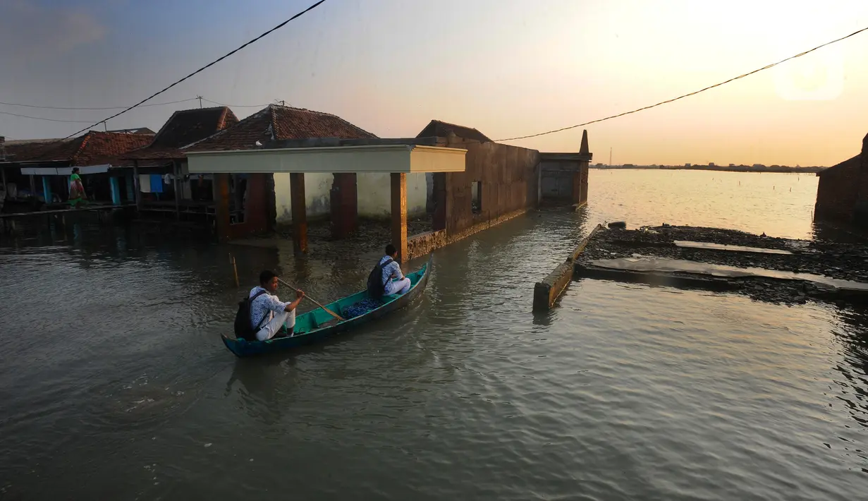 Krisis iklim telah mengancam semua aspek kehidupan, mulai dari ekonomi, kesehatan, hingga sosial. Hal ini terjadi juga di Kampung Timbulsloko. (merdeka.com/Arie Basuki)