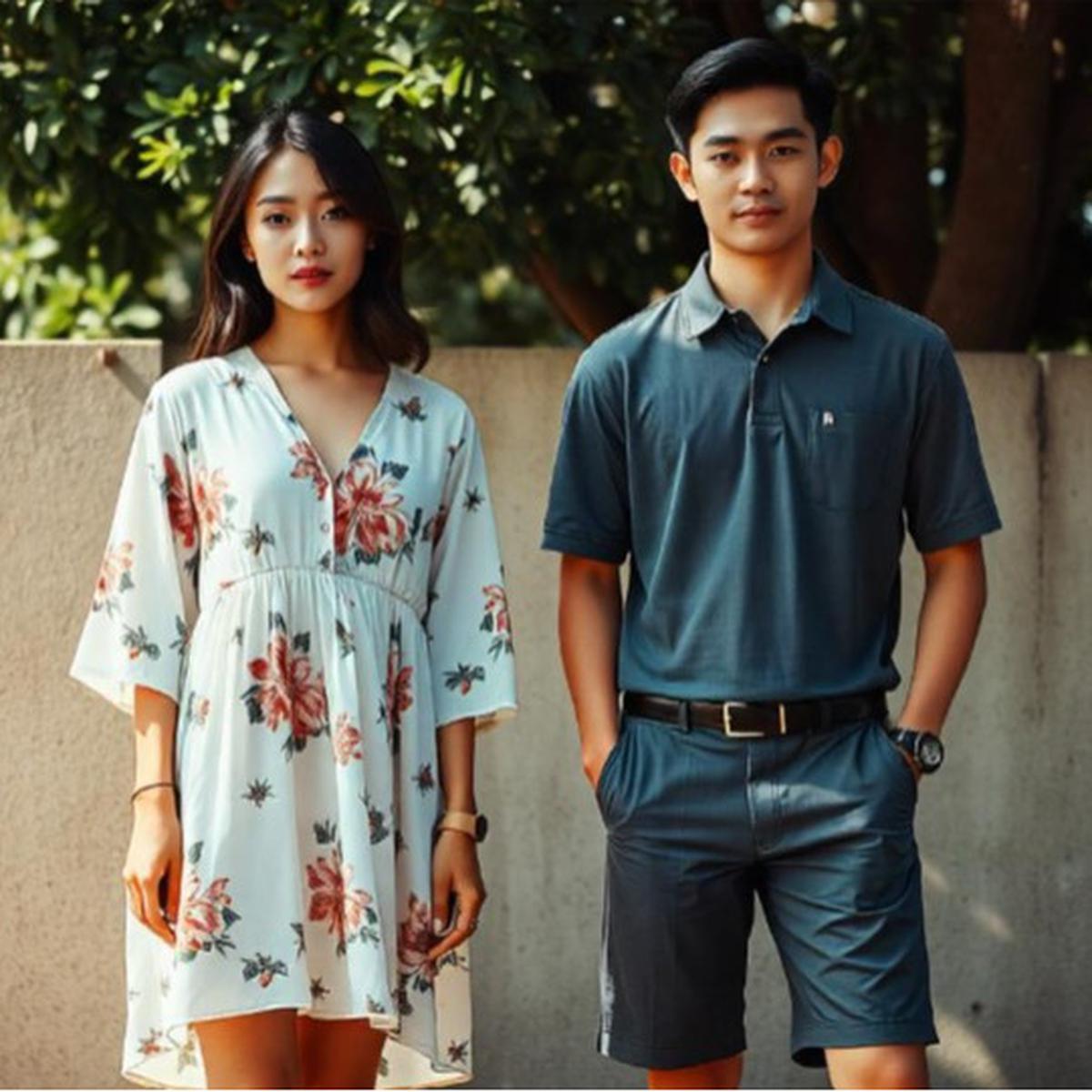 Ilustrasi baju oversized dan body fit