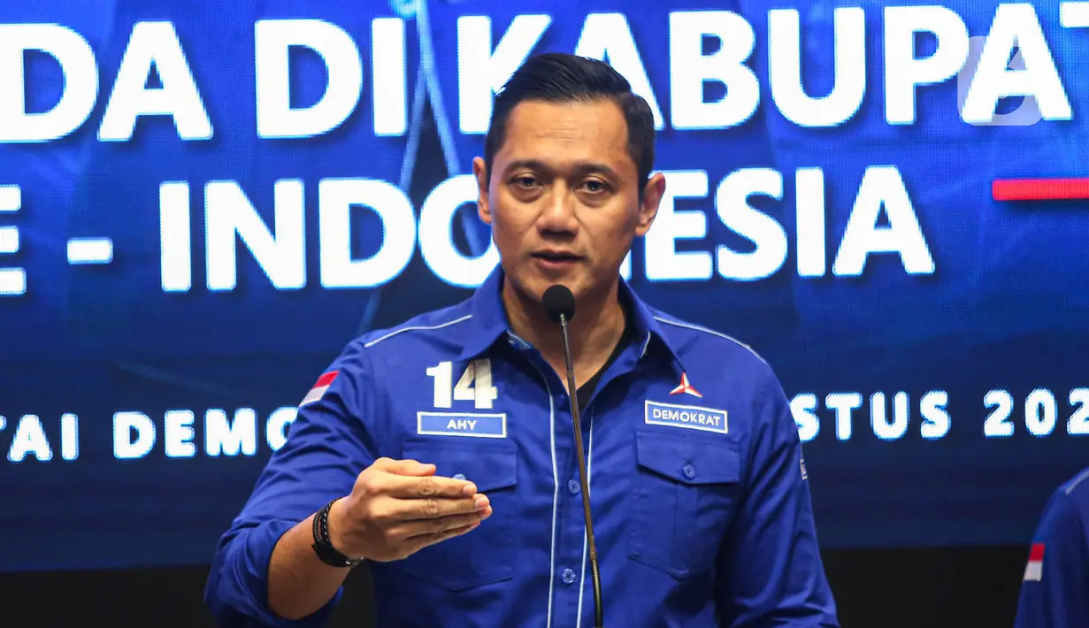 Ketua Umum Partai Demokrat Agus Harimurti Yudhoyono juga memberikan pesan dan amanat kepada para bakal calon pemimpin daerah tersebut. (Liputan6.com/Angga Yuniar)