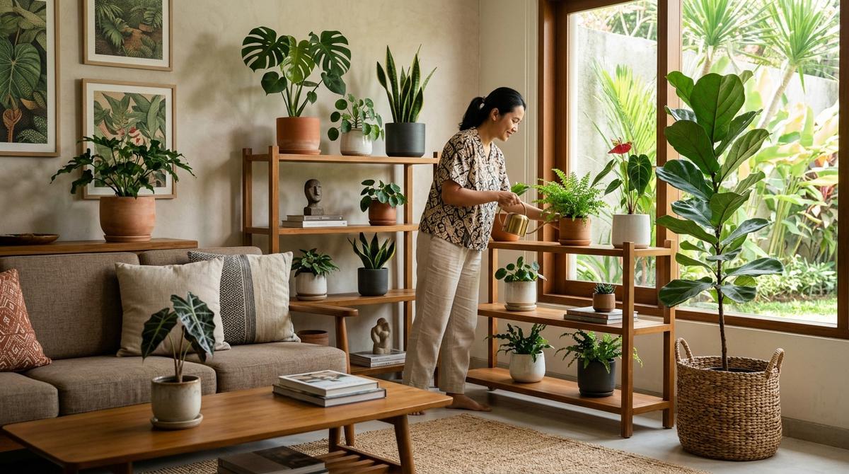 Cara Menata Tanaman Hias di Rumah agar Tidak Terlihat Seperti Kebun (AI Generated)