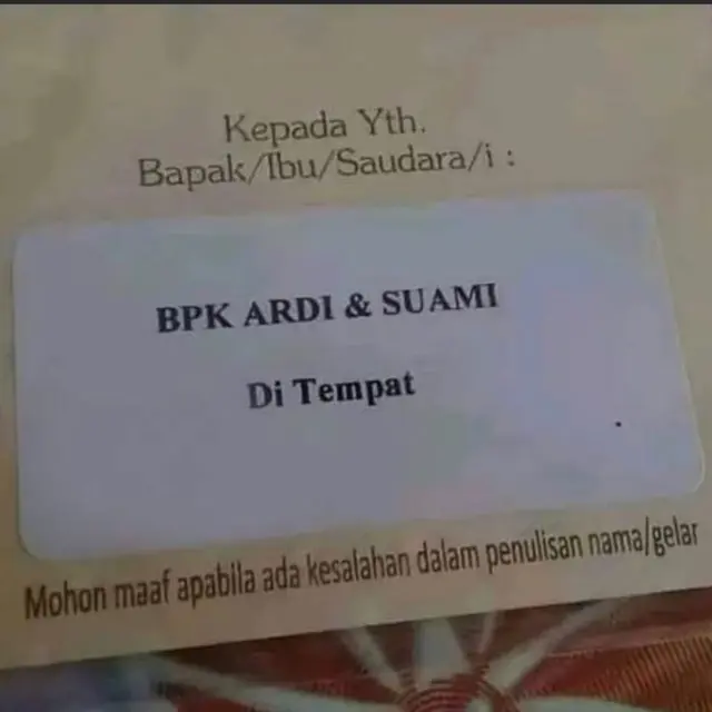 6 Nama Bareng Pasangan di Undangan Nikah Ini Kocak, Kesalahan Tak Disengaja