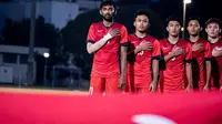 Timnas Singapura U-22 sebelum uji coba melawan Timnas India U-23 (12/7/2017). (Bola.com/Dok. FAS)