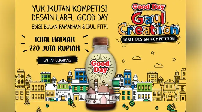 Saatnya ekspresikan kreativitasmu di kompetisi desain label botol Good day dan menangkan total hadiah Rp 220 Juta.