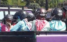 10 Potret Emak-emak saat Pergi Liburan, Cara Naik Kendaraannya Malah Serba Nekat