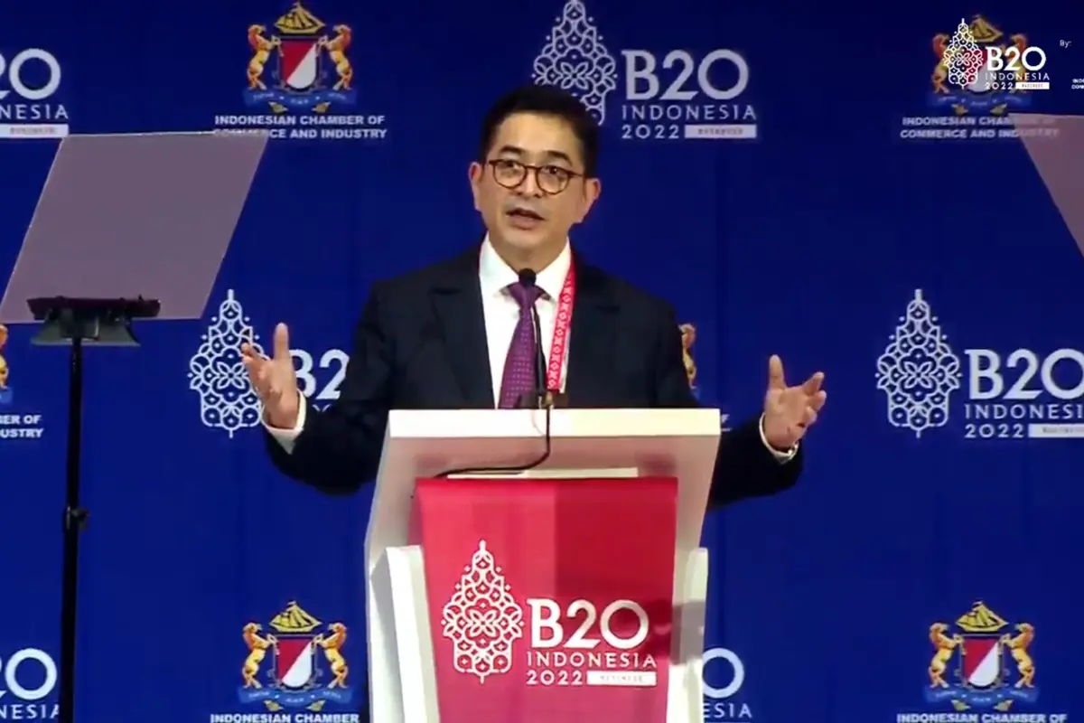 Ketua Umum Kadin Indonesia Arsjad Rasjid dalam B20 Summit Indonesia, Senin (14/11/2022).