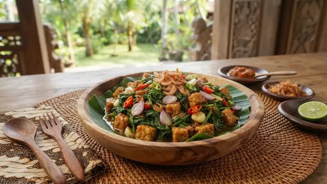 Tumis Daun Wortel Tempe