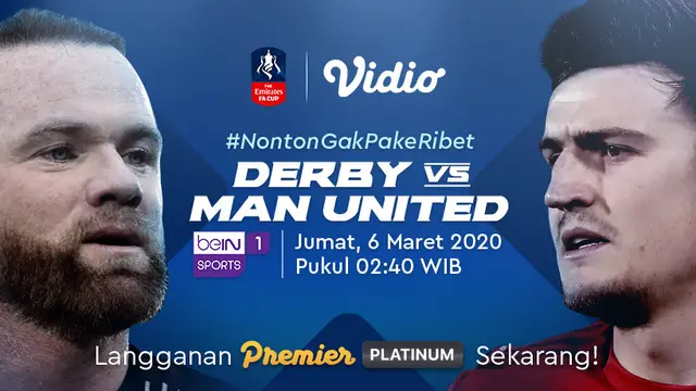 Saksikan Live Streaming Babak Kelima Piala FA: Derby County VS Manchester United Hanya di Vidio. sumberfoto: Vidio