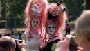 Peserta berpose untuk di foto saat mengikuti Victorian Picnic selama festival Wave Gotik Treffen (WGT) di Leipzig, Jerman (6/2). WGT adalah festival gotik terbesar di dunia yang digelar setiap tahun. (AP Photo/Jens Meyer)