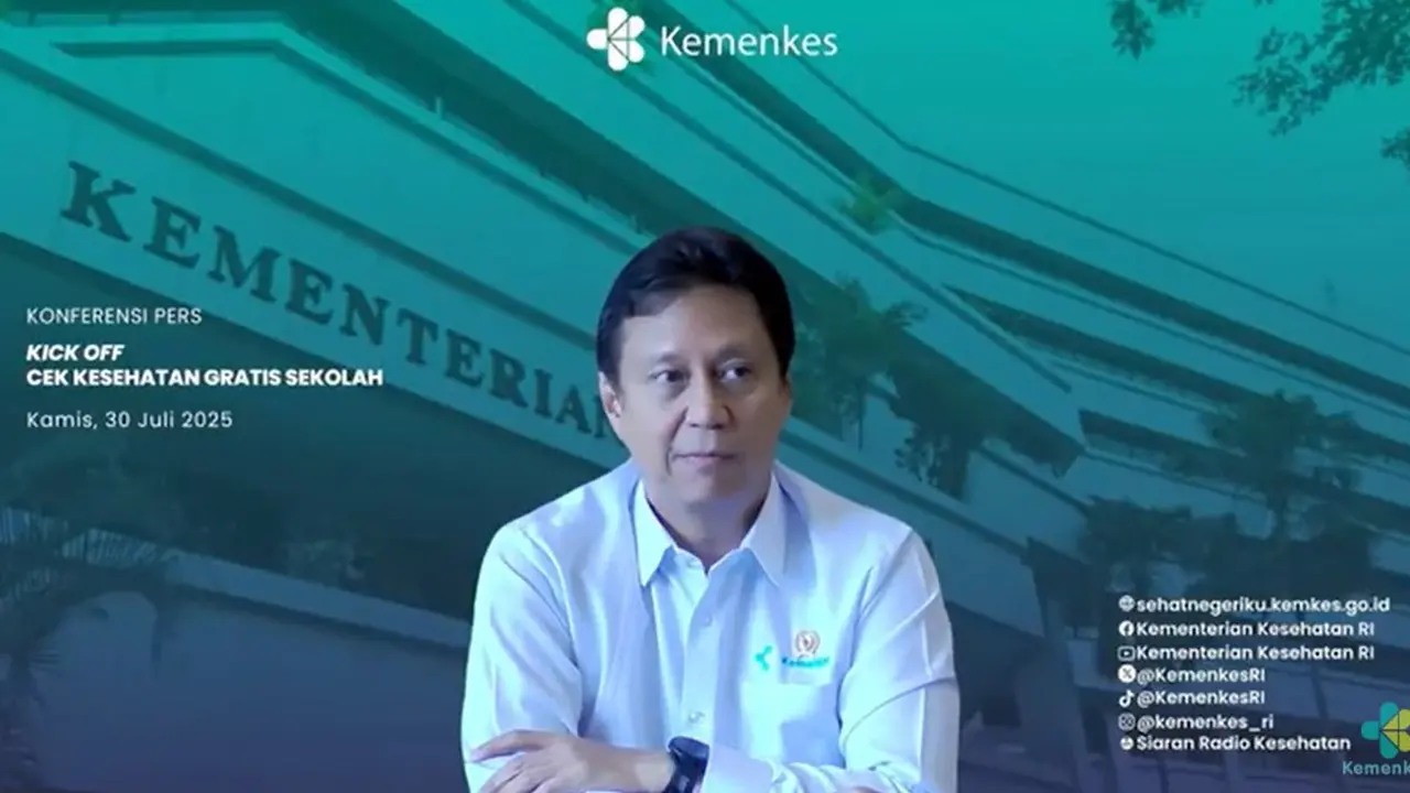 Menkes Budi Gunadi Sadikin mengungkapkan bahwa CKG Sekolah bakal dimulai 4 Agustus 2025. Target sasaran adalah seluruh anak SD hingga SMA di seluruh Indonesia yang berjumlah 53,8 juta. (Tangkapan Layar Konpers Kemenkes RI)