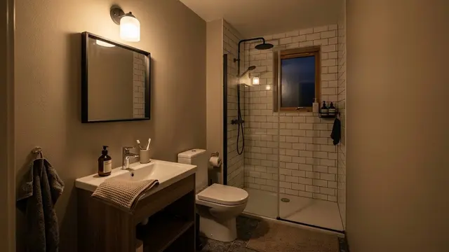 Kamar mandi dengan satu lampu