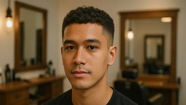 Model Rambut Pria Ikal Pendek Rapi (created by AI)