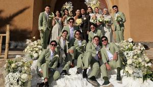 Potret artis jadi bridesmaid & groomsmen pernikahan Ranggaz Laksmana di Maroko. [IG: @harrisvriza]