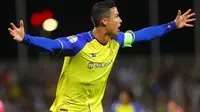 Cristiano Ronaldo merayakan gol yang dicetaknya ke gawang Al-Wehda pada lanjutan Saudi Pro League, Jumat (10/2/2023) dini hari WIB. (Official Al-Nassr)