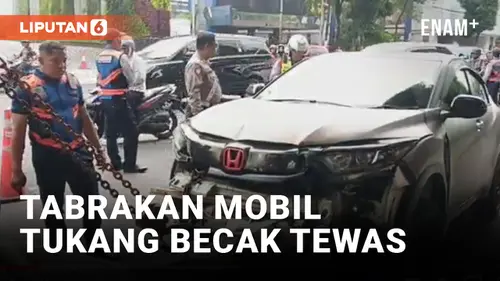 VIDEO: Mobil SUV Tabrak Becak dan Motor, Satu Orang Tewas