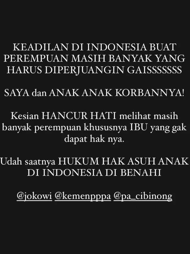 Curhatan Tsania Marwa meminta keadilan untuk hak asuh anak yang jatuh ke tangannya