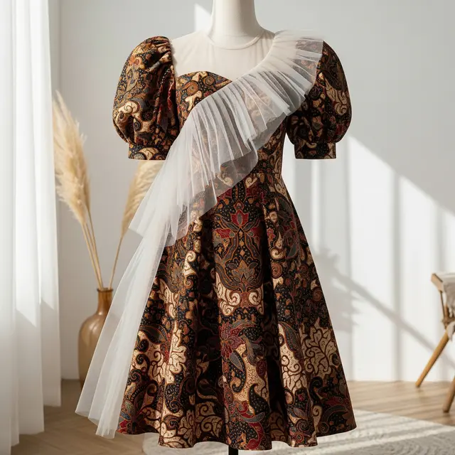 9 Baju Batik Wanita Lengan Puff Glamor, Tren Fashion Memukau