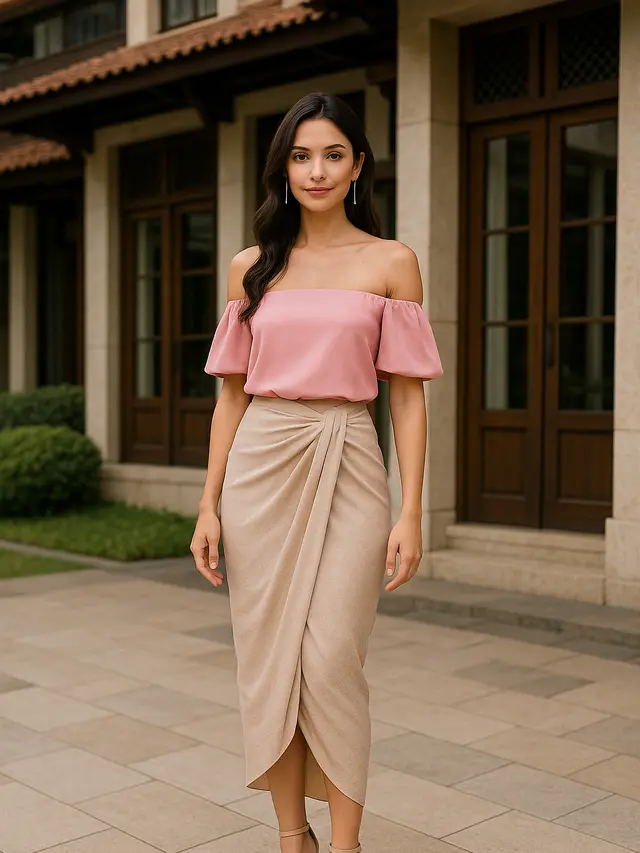 Model Padupadan Rok Lilit dengan Baju