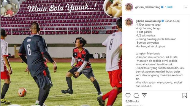 Gibran Rakabuming Unggah Foto Main Bola Tapi Tampilkan Resep Makanan